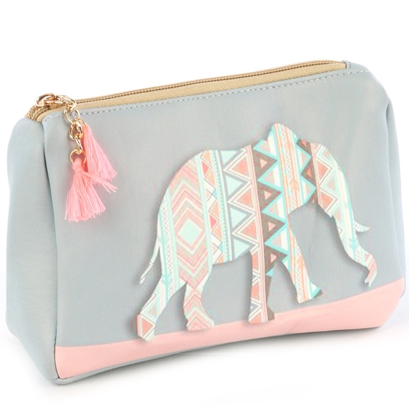 FashionWithAGlam Handbags - Tribal Elephant Print Pouch Wallet Bag Accessory
